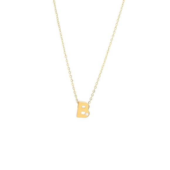 14k Yg Initial B W/ Diamond And Chain (16+2